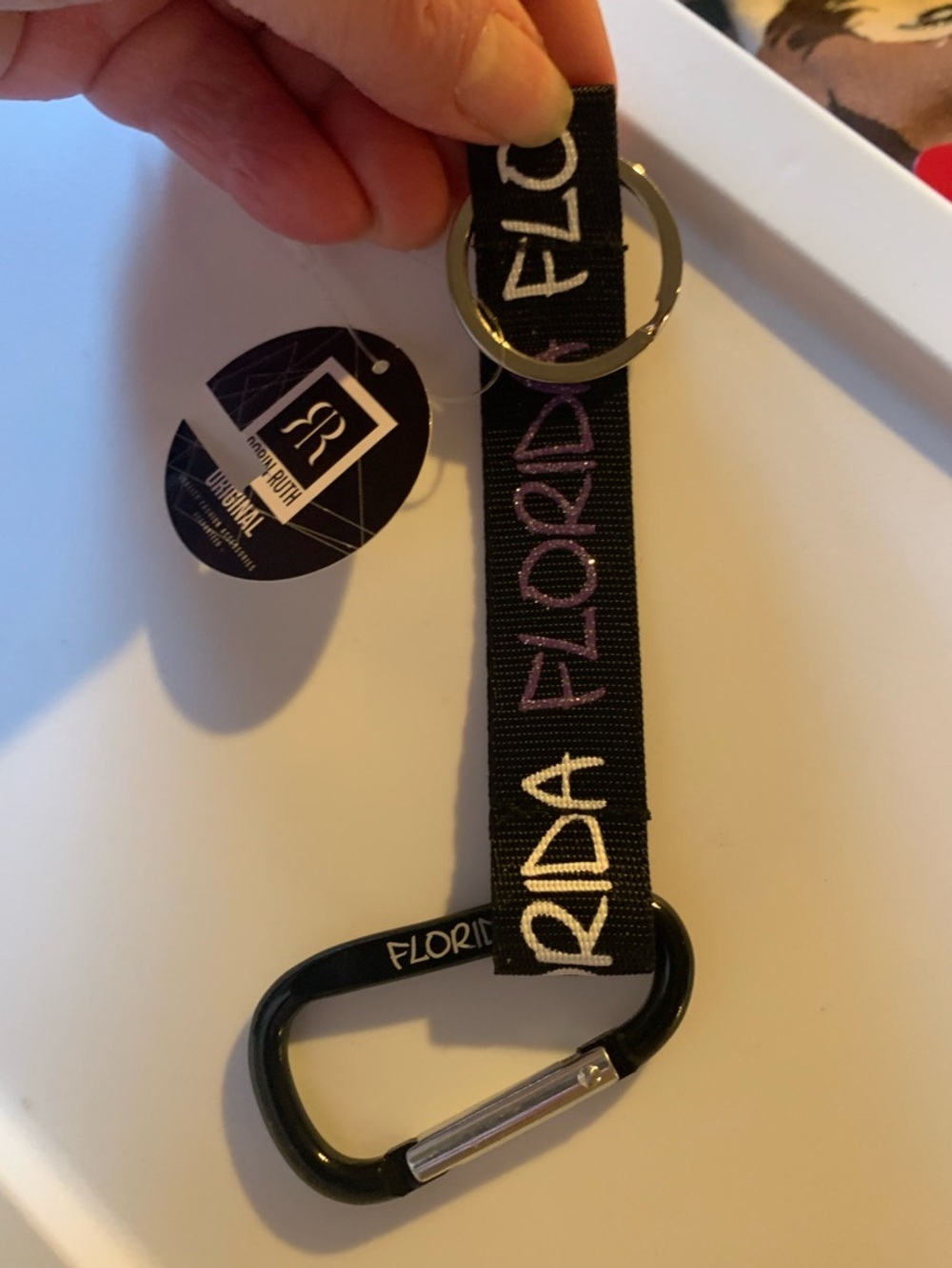Robin Ruth Black 'FLORIDA' Woven Key Strap with Carabiner